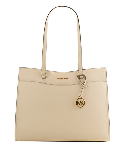 Beige Leather Tote Bag