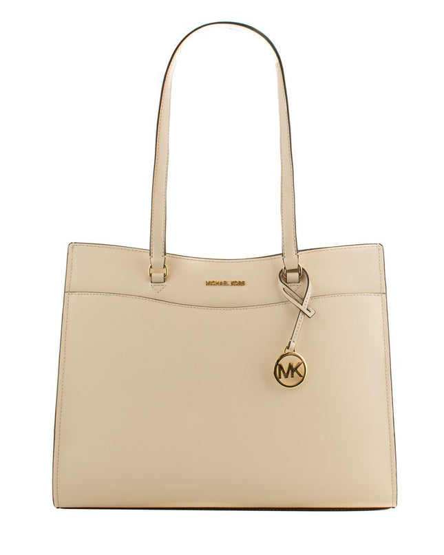 Beige Leather Tote Bag
