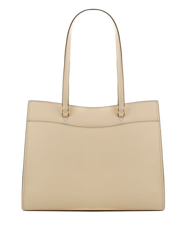Beige Leather Tote Bag