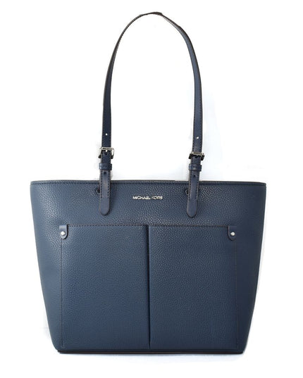 Blue Artificial Leather Tote Bag