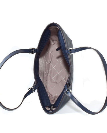 Blue Artificial Leather Tote Bag