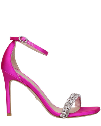 Pink Satin Stiletto Heel Sandals