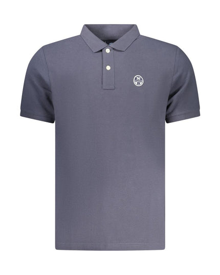 Blue Cotton Men Polo