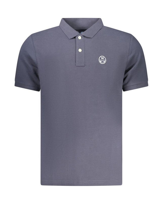 Blue Cotton Men Polo