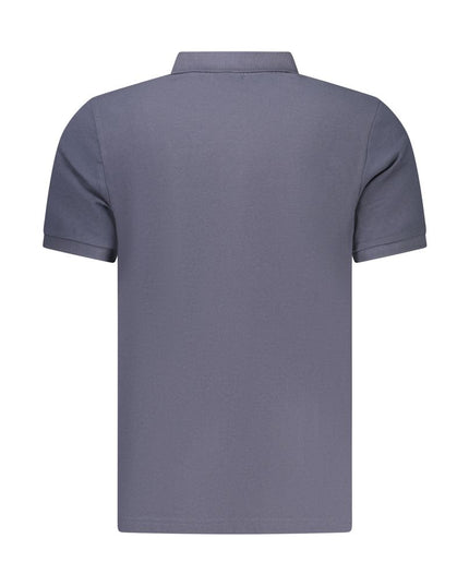 Blue Cotton Men Polo
