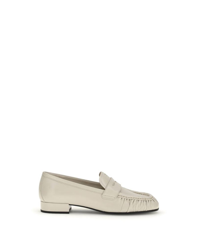 Beige Calf Leather Bos Taurus Slip-On Loafers