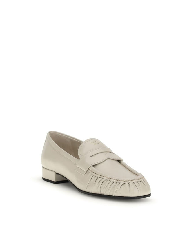 Beige Calf Leather Bos Taurus Slip-On Loafers
