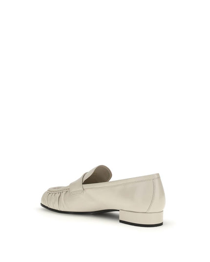 Beige Calf Leather Bos Taurus Slip-On Loafers