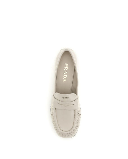 Beige Calf Leather Bos Taurus Slip-On Loafers
