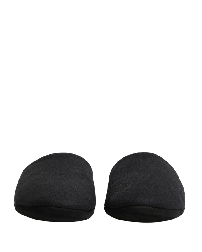Black Wool Cashmere Red Quilted Slippers Shoes