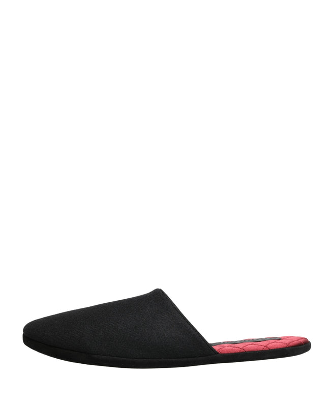 Black Wool Cashmere Red Quilted Slippers Shoes