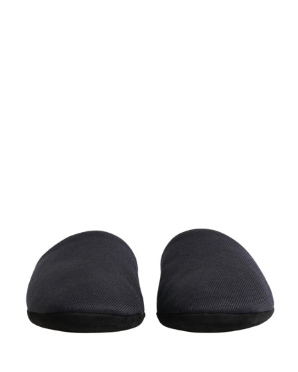 Dark Navy Wool Cotton Red Chevron Slippers Shoes