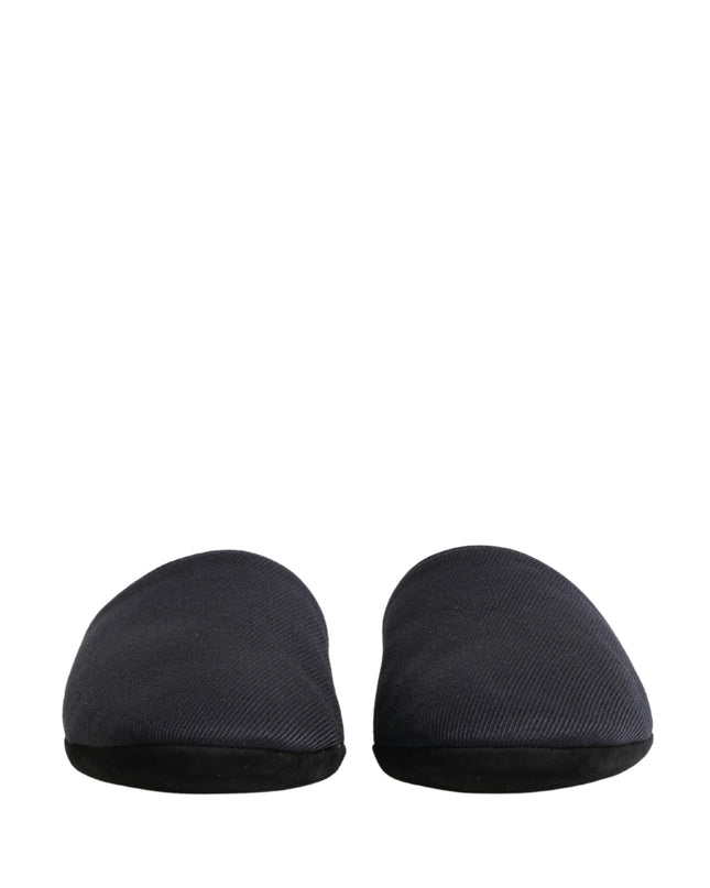 Dark Navy Wool Cotton Red Chevron Slippers Shoes