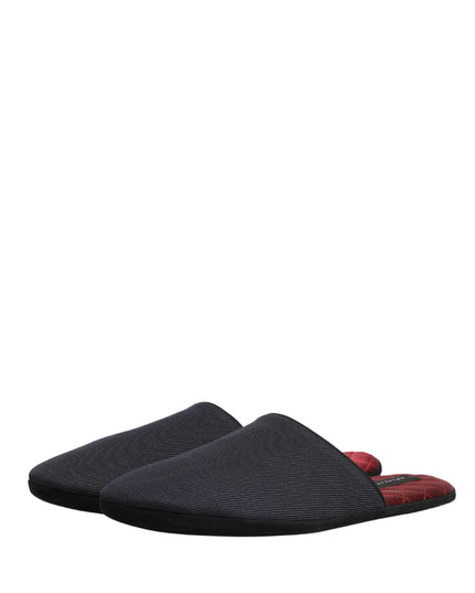 Dark Navy Wool Cotton Red Chevron Slippers Shoes