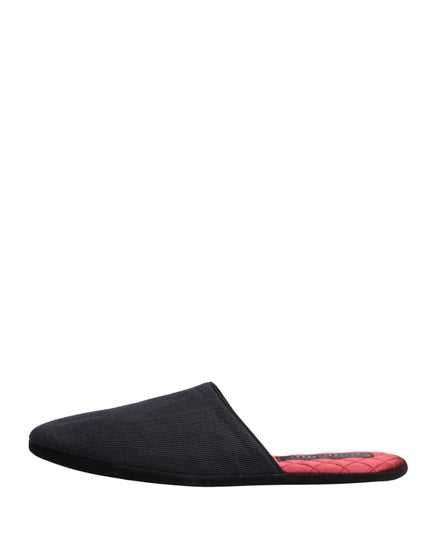 Dark Navy Wool Cotton Red Chevron Slippers Shoes