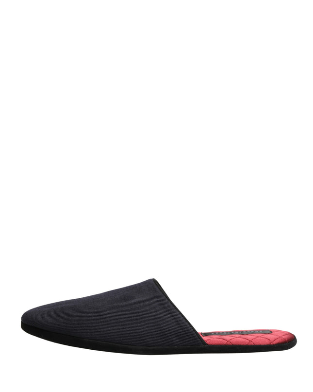 Dark Navy Wool Cotton Red Chevron Slippers Shoes