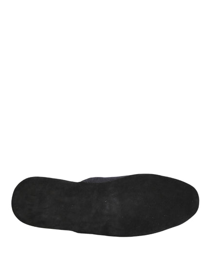 Dark Navy Wool Cotton Red Chevron Slippers Shoes