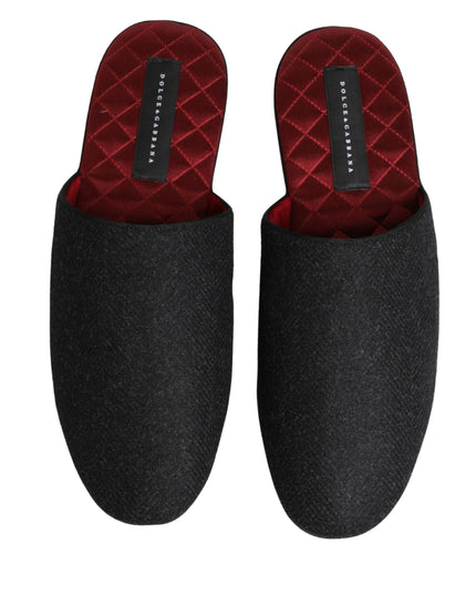 Anthracite Wool Cashmere Quilted Slippers Shoes