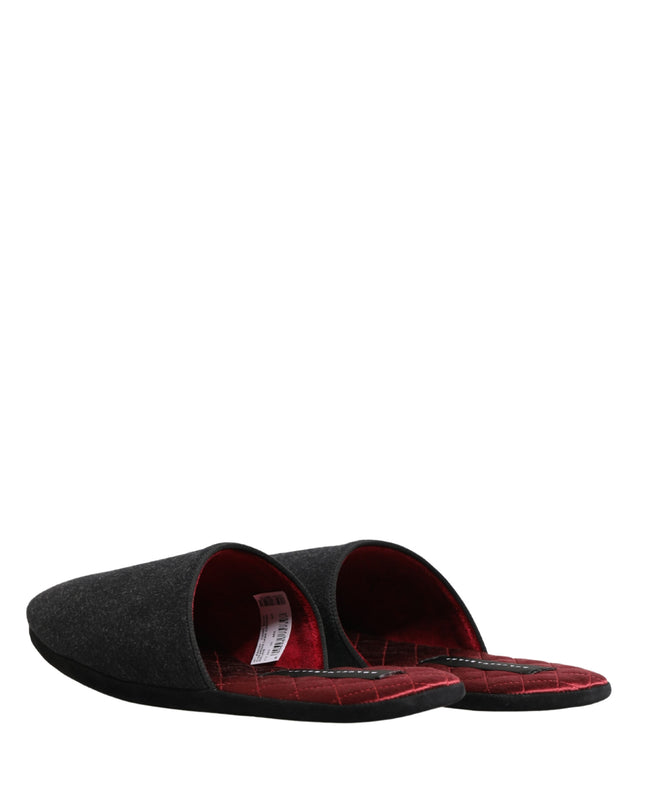 Anthracite Wool Cashmere Quilted Slippers Shoes