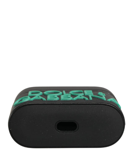 Black PVC Embossed Logo Flip Holder Women Airpods Case