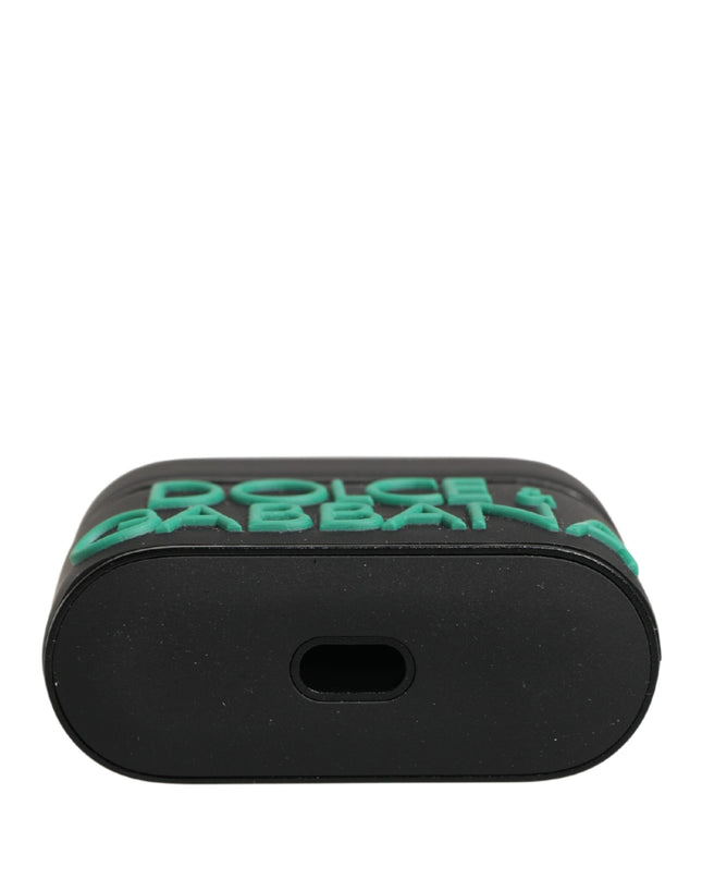 Black PVC Embossed Logo Flip Holder Women Airpods Case
