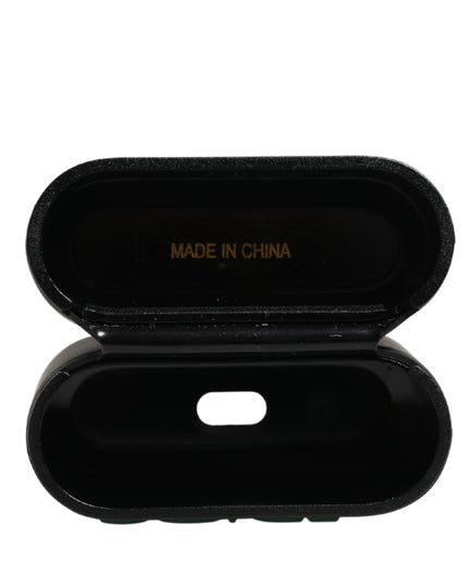 Black PVC Embossed Logo Flip Holder Women Airpods Case