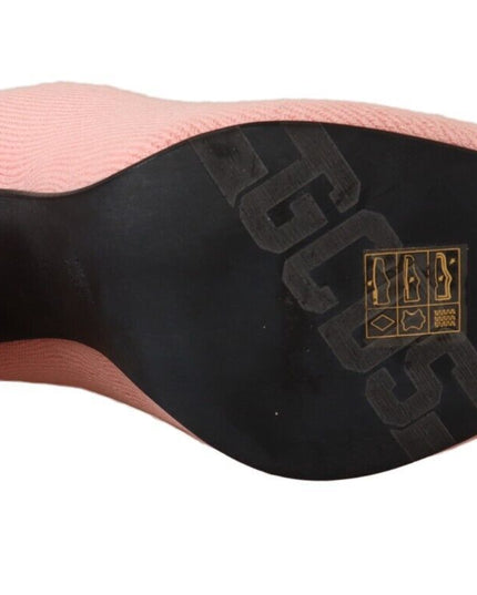 Pink Suede Logo Socks Block Heel Ankle Boots Shoes