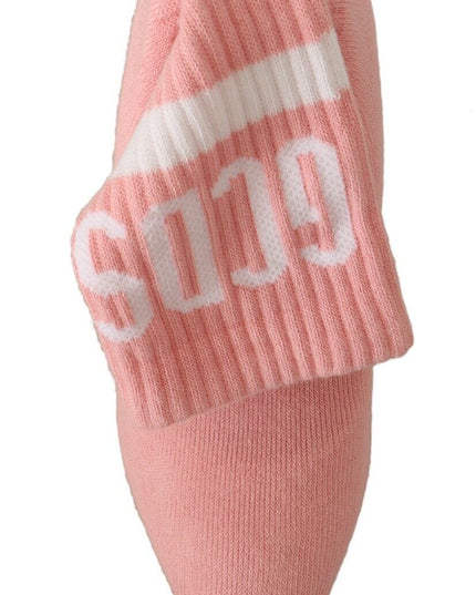 Pink Suede Logo Socks Block Heel Ankle Boots Shoes