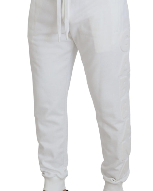 White Sport Logo Cotton Sweatpants Trousers Pants