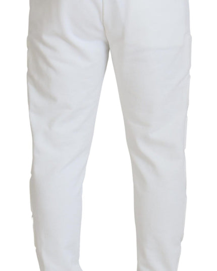 White Sport Logo Cotton Sweatpants Trousers Pants