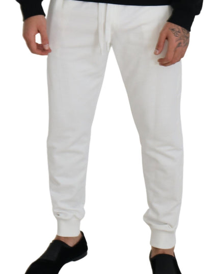 White Sport Logo Cotton Sweatpants Trousers Pants