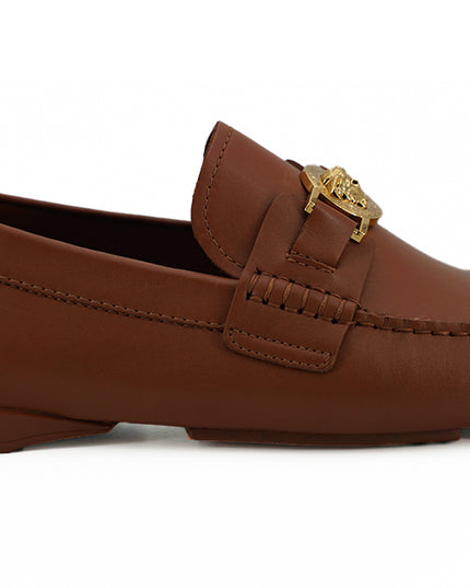 Natural Brown Calf Leather Loafers Shoes