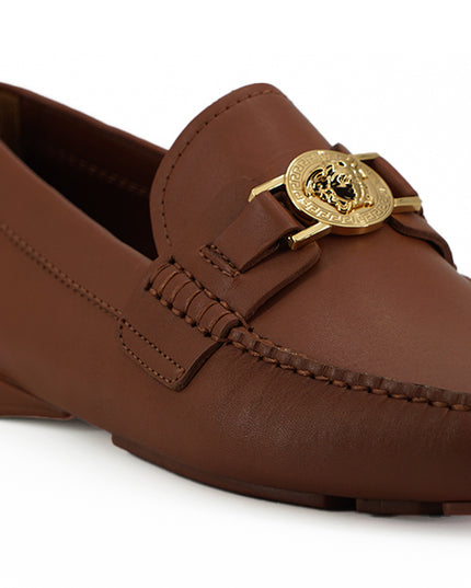 Natural Brown Calf Leather Loafers Shoes