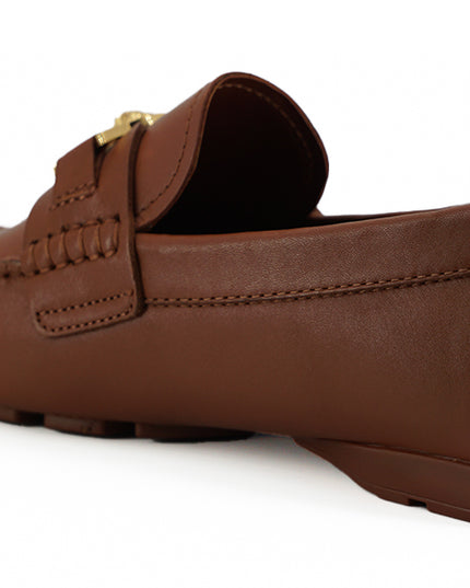 Natural Brown Calf Leather Loafers Shoes