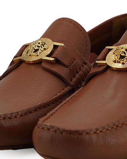 Natural Brown Calf Leather Loafers Shoes