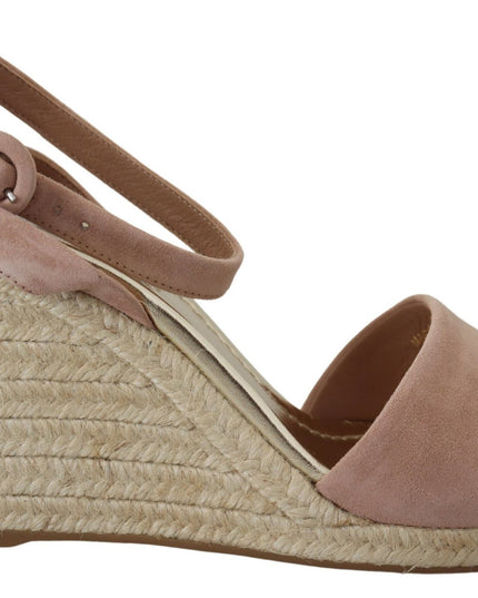Pink Suede Leather Ankle Strap Sandals