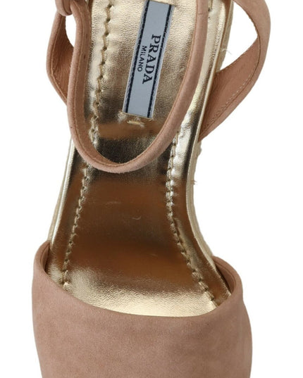 Pink Suede Leather Ankle Strap Sandals