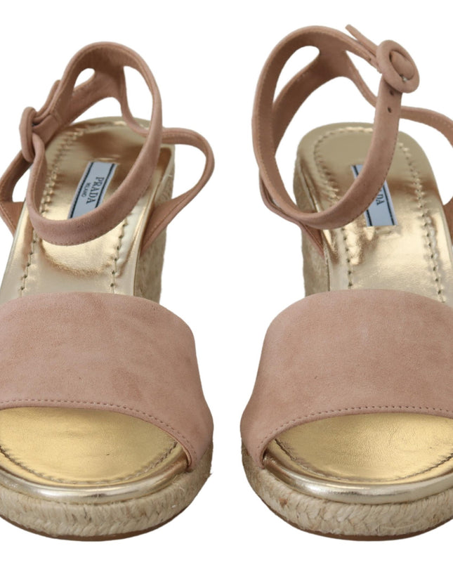 Pink Suede Leather Ankle Strap Sandals