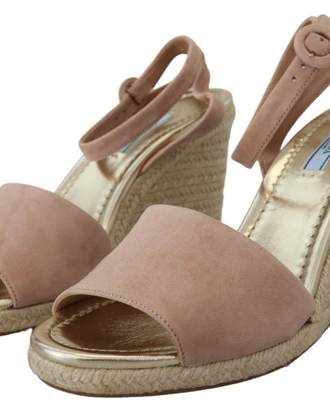 Pink Suede Leather Ankle Strap Sandals