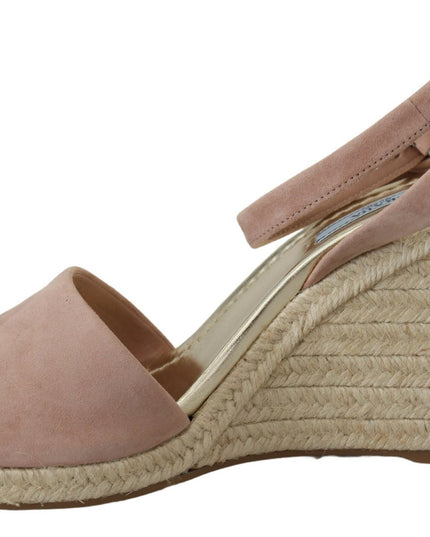 Pink Suede Leather Ankle Strap Sandals