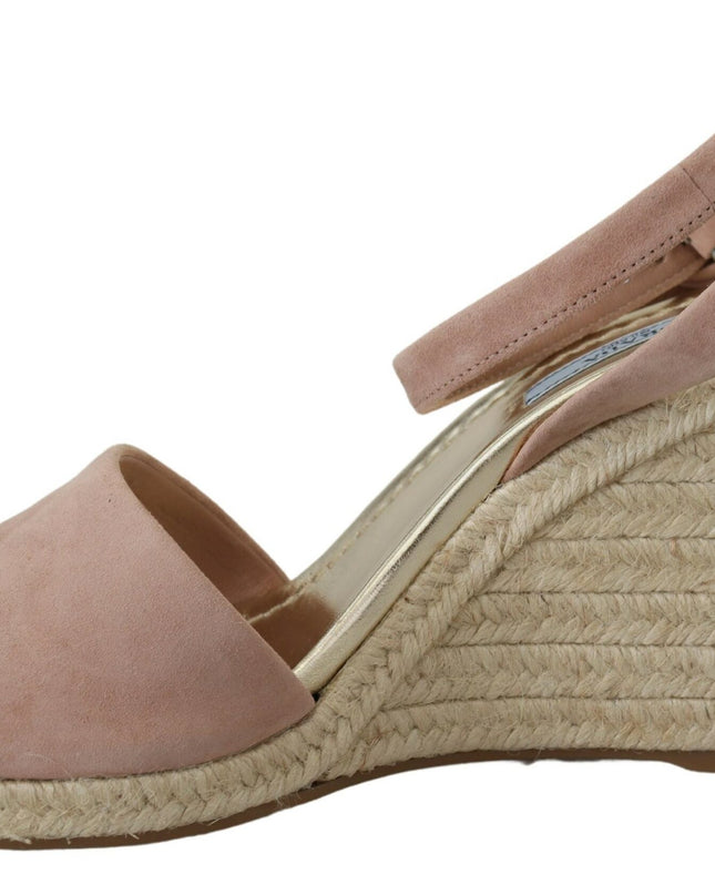 Pink Suede Leather Ankle Strap Sandals