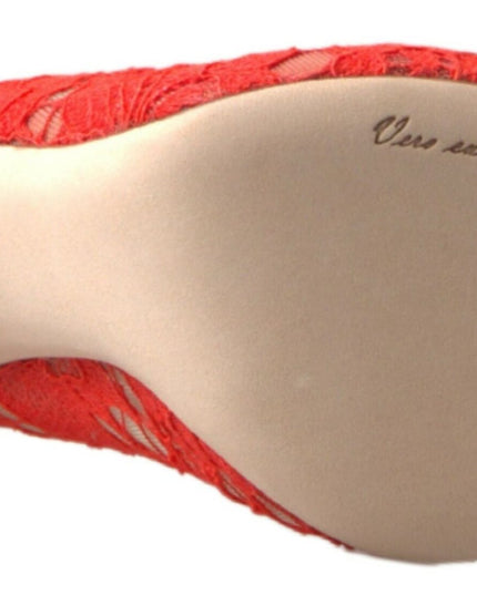 Red Taormina Lace Crystal Heels Pumps Shoes