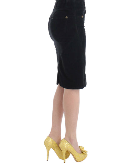 Black Corduroy Pencil Skirt