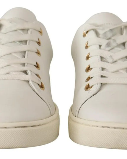 White Leather Gold Red Heart Sneakers Shoes