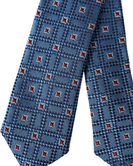 Blue Patterned 100% Silk Adjustable Men Tie