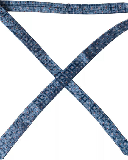 Blue Patterned 100% Silk Adjustable Men Tie