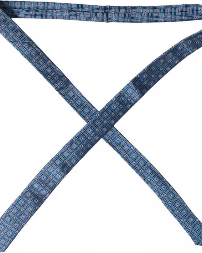 Blue Patterned 100% Silk Adjustable Men Tie