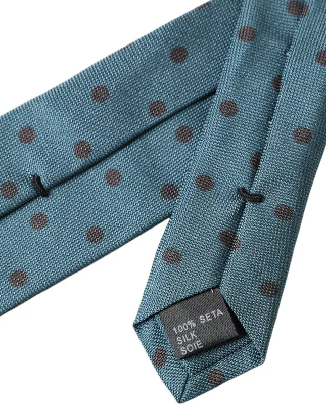 Green Black Polka Dot Silk Adjustable Men Tie