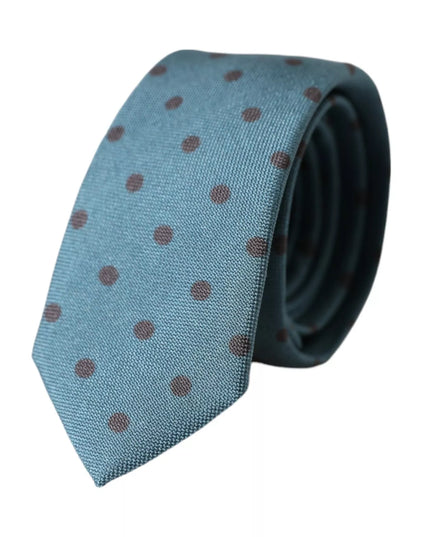 Green Black Polka Dot Silk Adjustable Men Tie