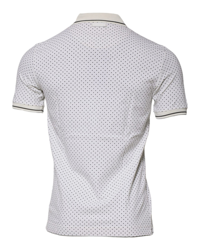 White Polka Dot Cotton Collared Polo T-shirt